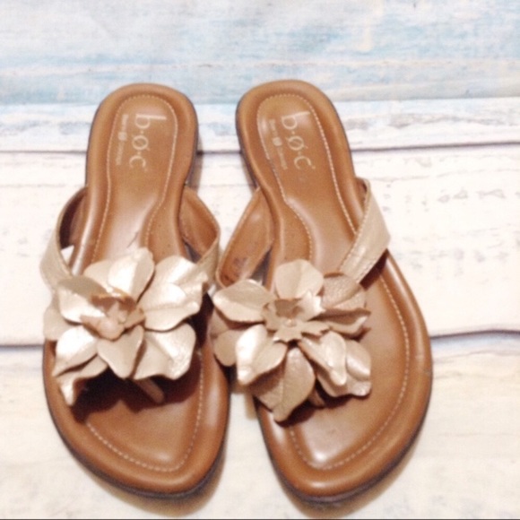 boc Shoes - Born BOC Champagne Floral Ruffle Leather Sandals